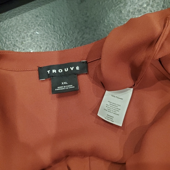 Trouve Twist Drape Short Sleeve Blouse XXL - Picture 3 of 4